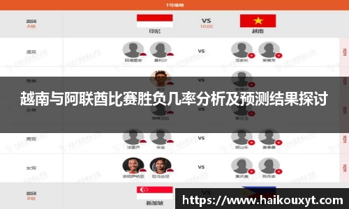 越南与阿联酋比赛胜负几率分析及预测结果探讨